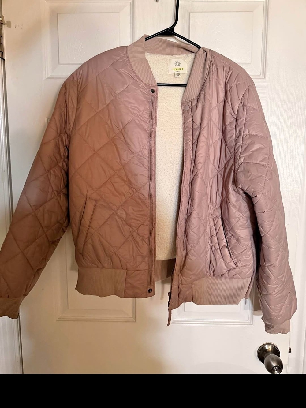 aerie Dusty Rose Quilted Bomber Jacket